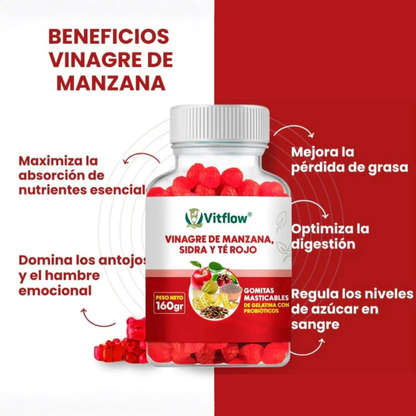 VitFlow® – Gomitas con Vinagre de Manzana, Sidra y Té Rojo 2 unidades