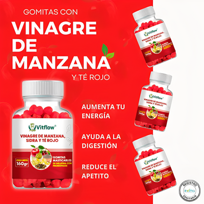 VitFlow® – Gomitas con Vinagre de Manzana, Sidra y Té Rojo 2 unidades